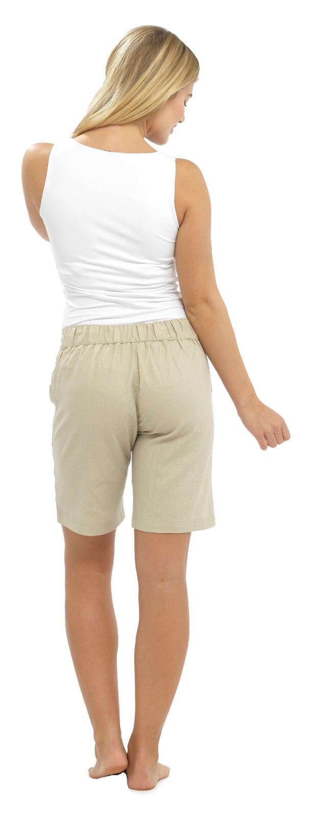 elasticated linen shorts